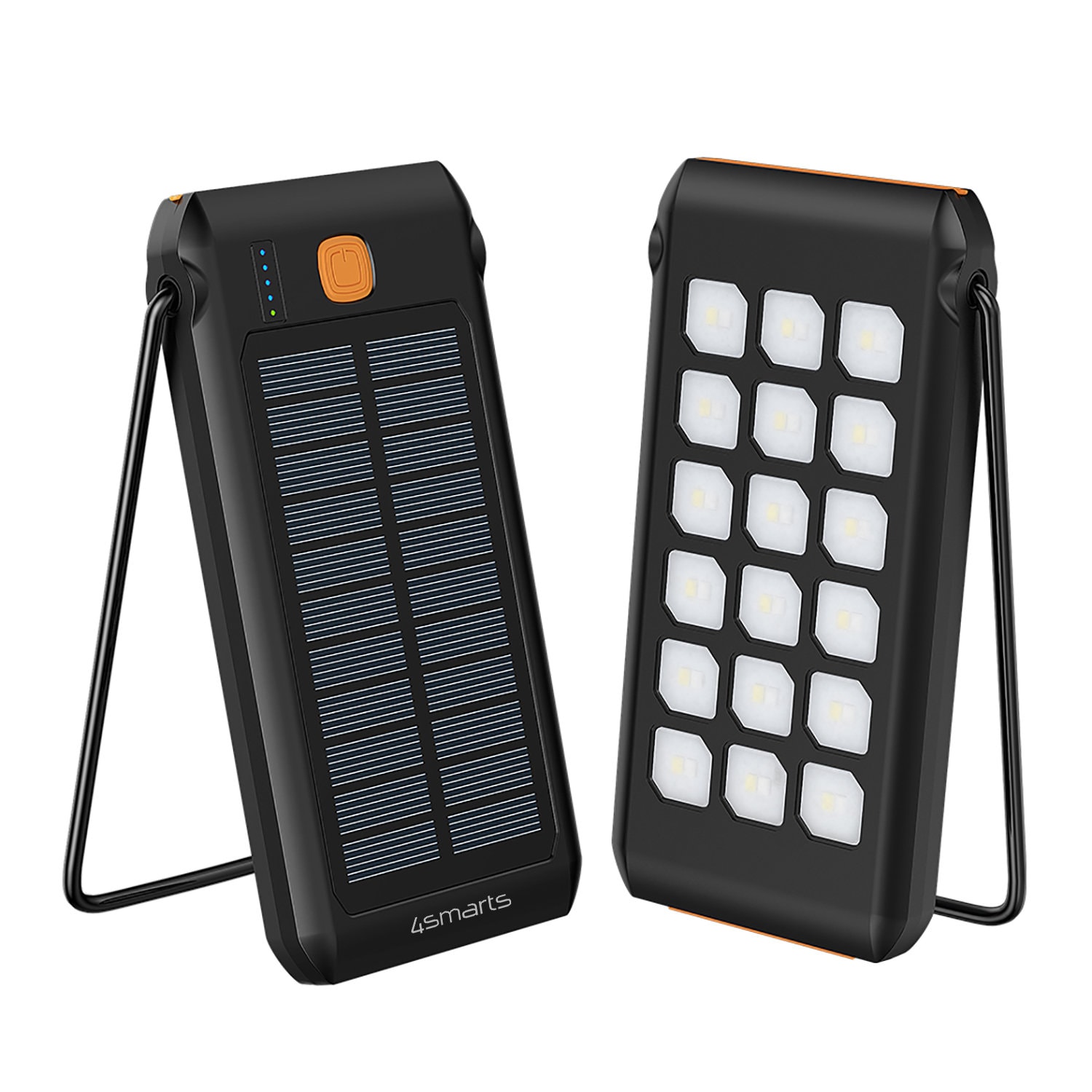 Solar Powerbank TitanPack Flex 10000mAh mit Ständer und Taschenlampe schwarz orange - 1