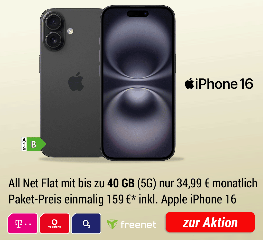 Apple iPhone 16 mit bis zu 40 GB 5G