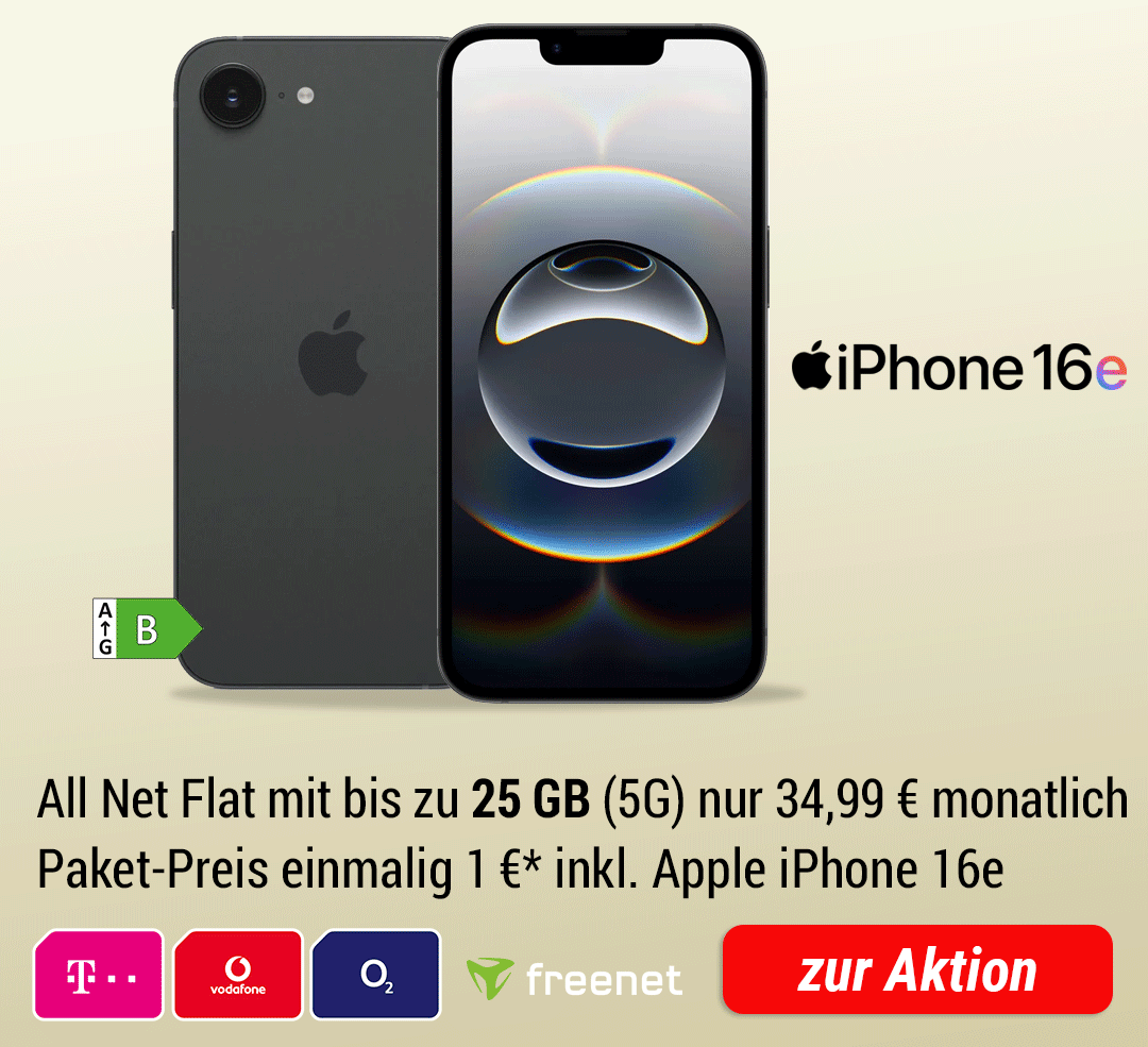 Apple iPhone 16e mit bis zu 25 GB 5G
