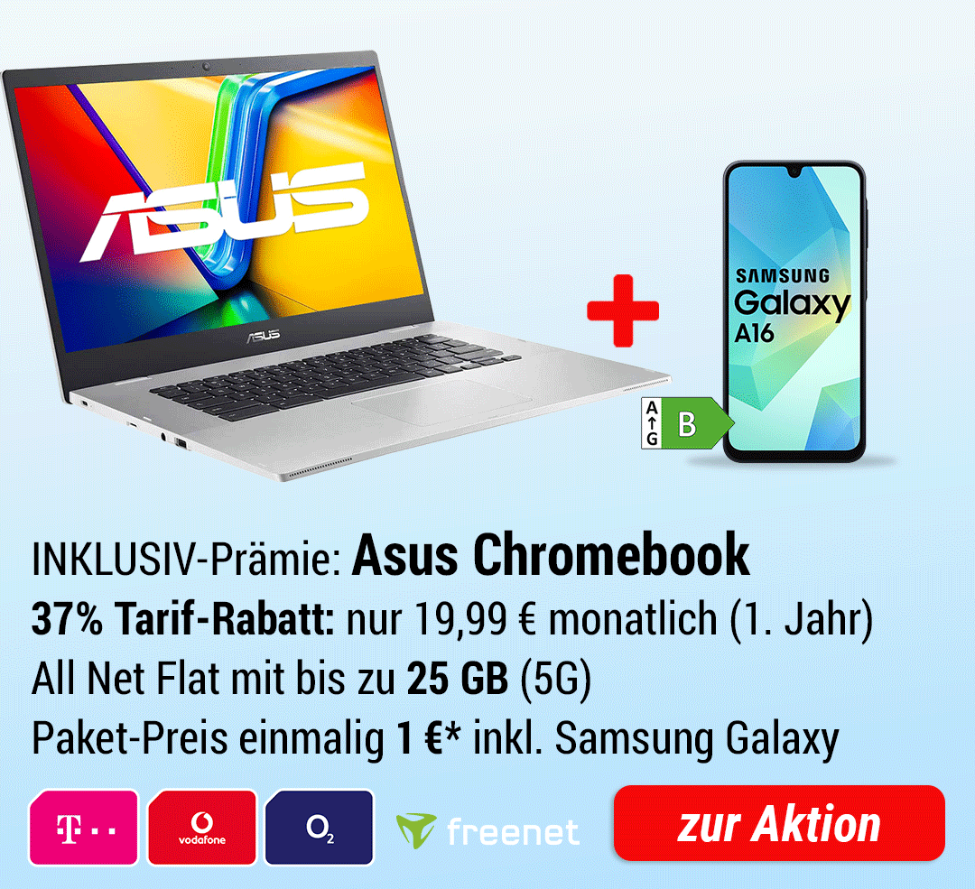 ASUS Chromebook CX1 INKLUSIVE + Samsung Galaxy A16 + Zubehör