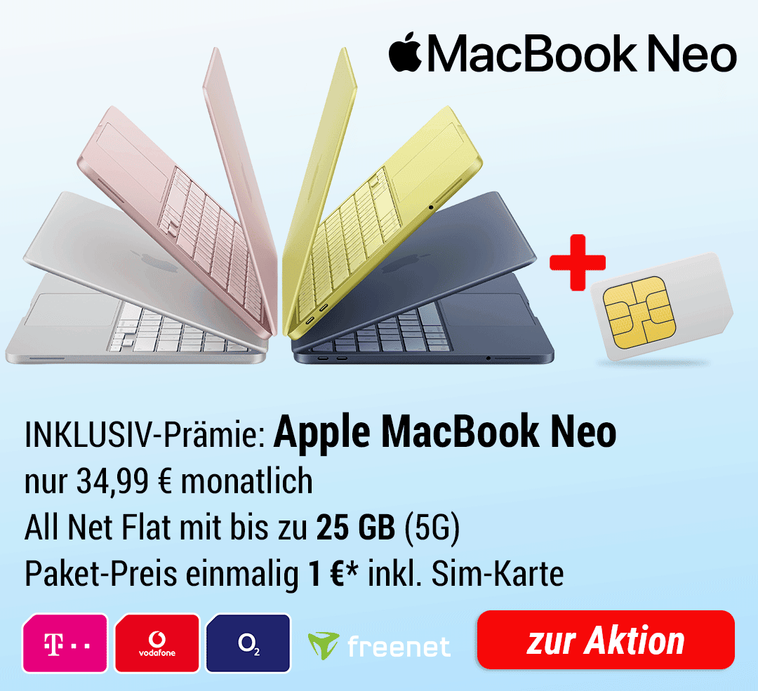 Apple MacBook Neo + Sim-Karte mit bis zu 25 GB 5G