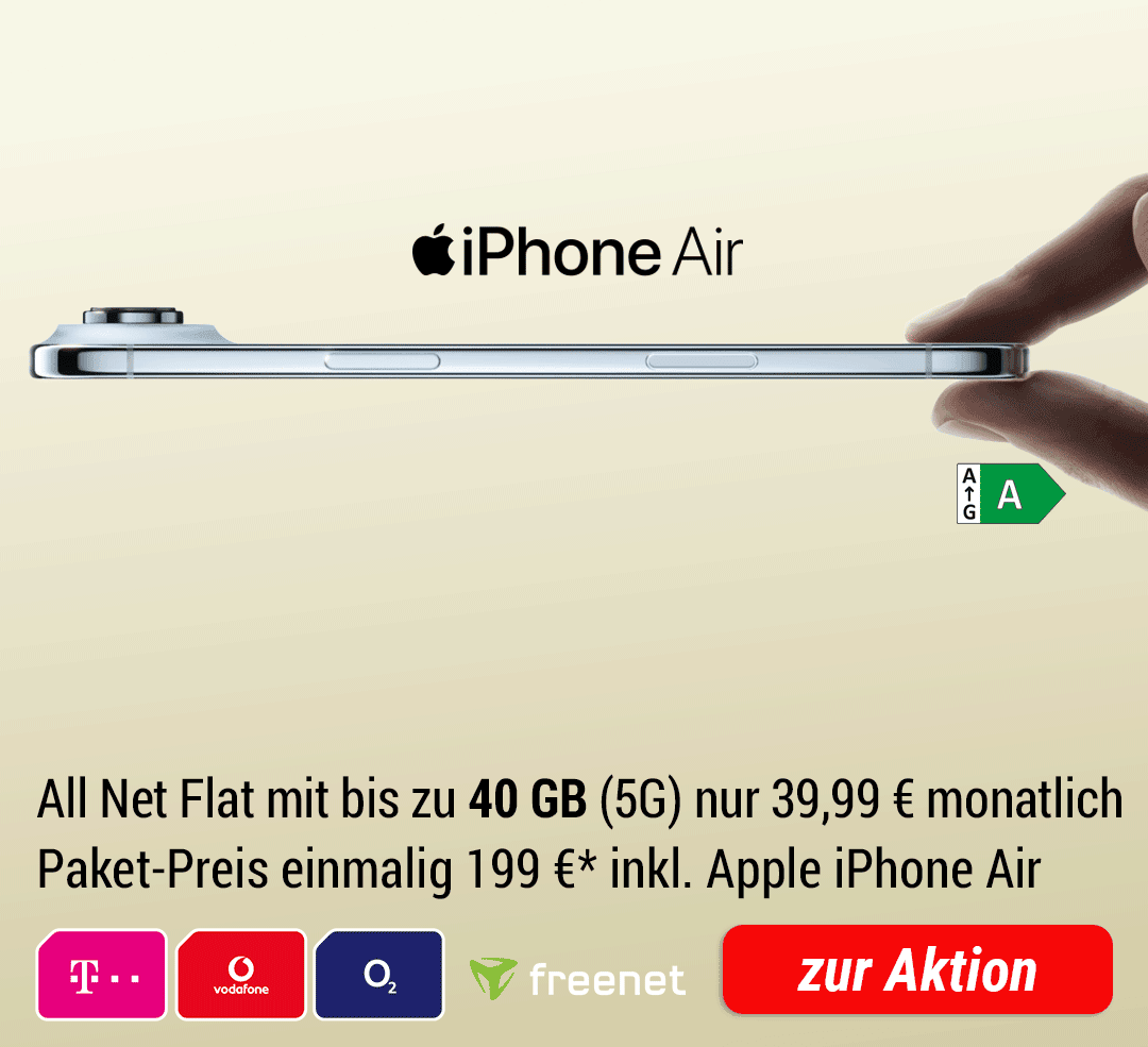 Apple iPhone Air mit bis zu 40 GB 5G
