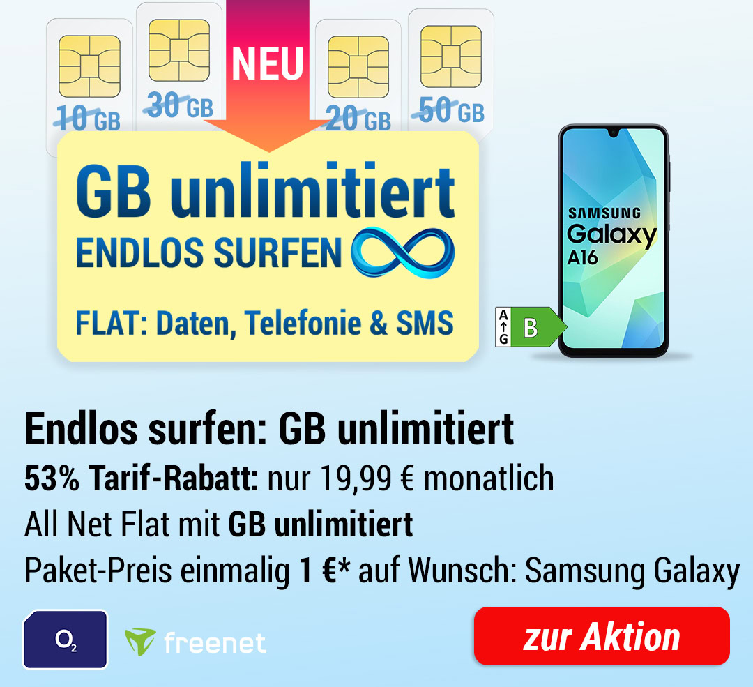 Unlimitiert Tarif - auf Wunsch dazu: Samsung Galaxy A16