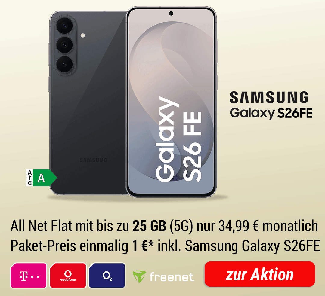 Samsung Galaxy S26FE mit bis zu 25 GB 5G