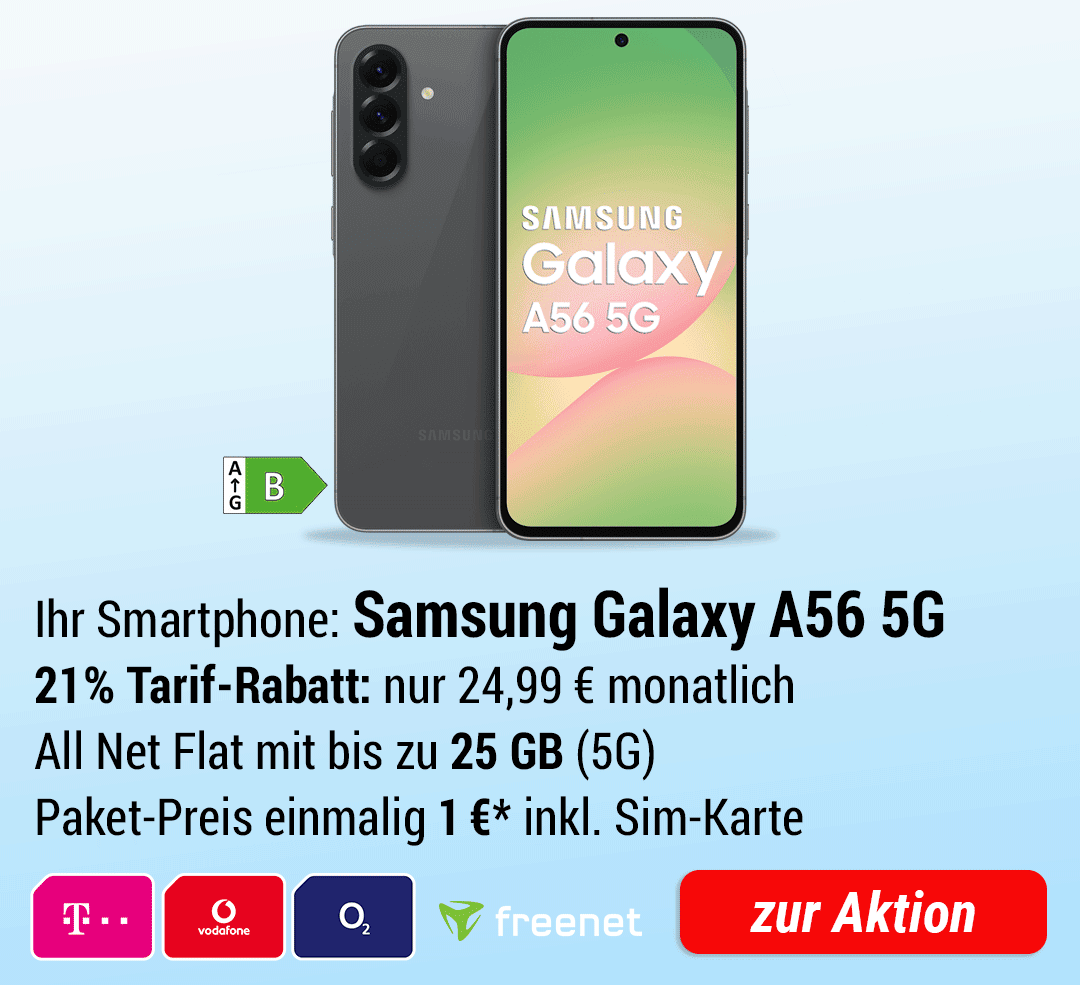 Samsung Galaxy A56 nur 24,99 €/Monat 